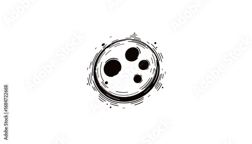 Abstract illustration of a monochrome moon with craters  