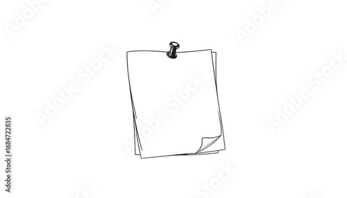 Blank sheet of paper pinned to wall for notes or reminders  