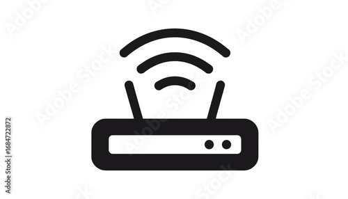 Wireless router with signal waves in minimalist black design  