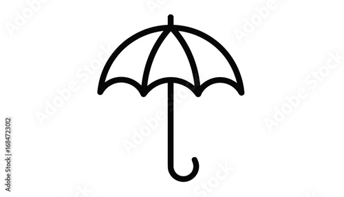 Simple black outline of a classic umbrella on white background  