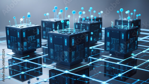 abstract blue background with cubes