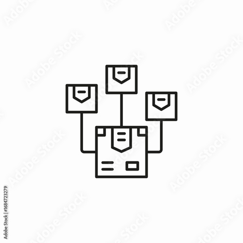 interconnected packages network icon sign vector