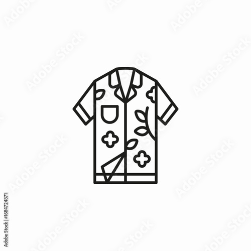 tropical hawaiian shirt icon sign vector