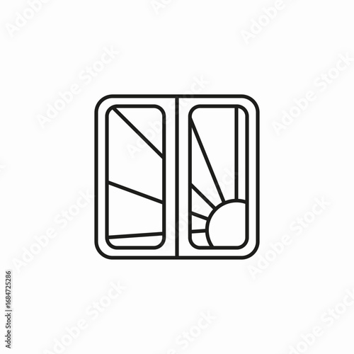 windows with sunlight icon sign vector