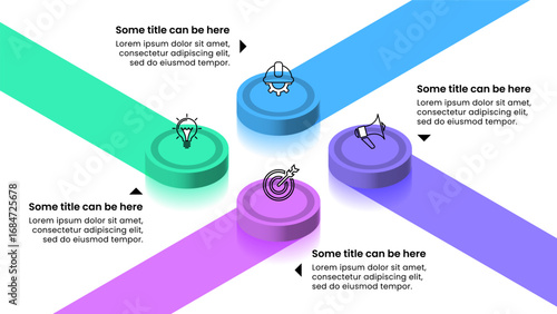 Infographic template. 4 columns with icons and text