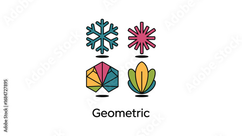 A simplistic illustration showcasing four distinct geometric designs on a white background plain view