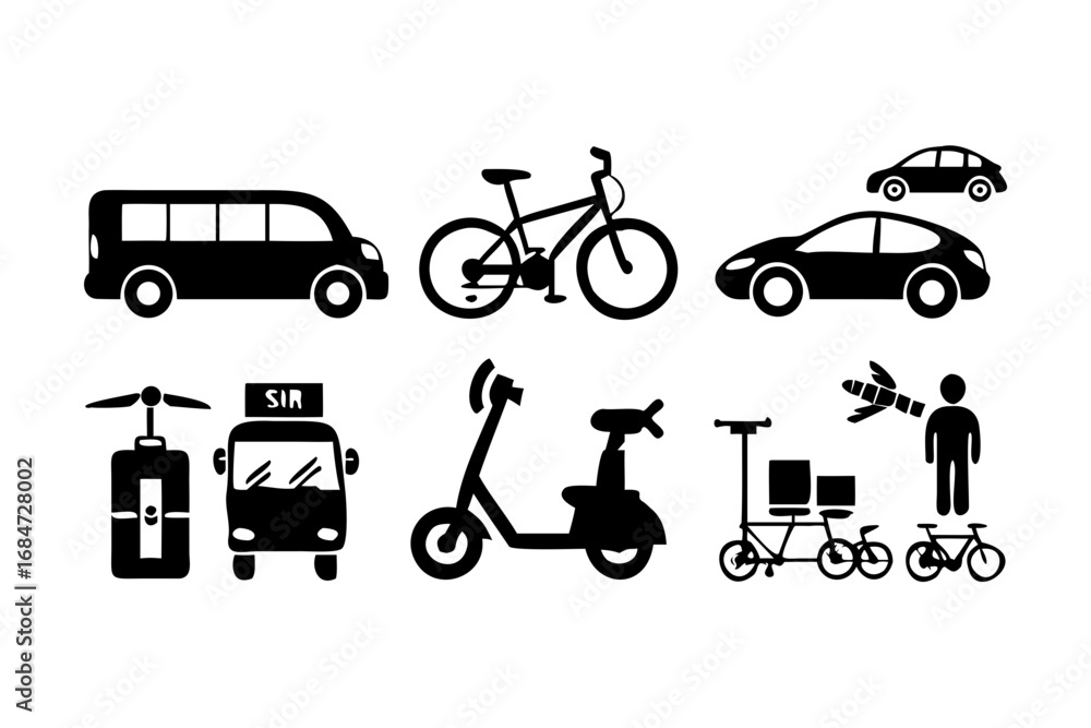 Naklejka premium Transportation icon set for travel design