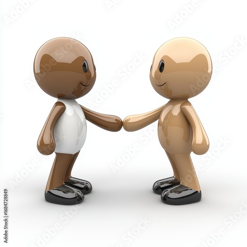 Wallpaper Mural Two 3D Figures Shaking Hands Teamwork and Agreement Illustration Torontodigital.ca