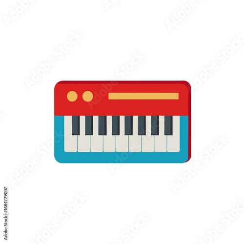 Piano Keyboard Flat Vector Illustration, Musical Instrument, Electronic Music Device Clipart