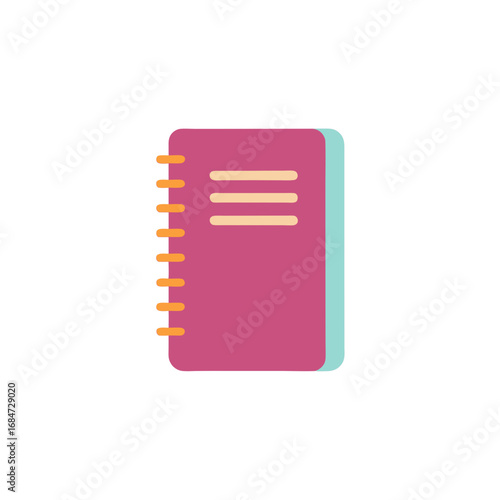 Notebook Flat Vector Illustration, School Stationery, Writing Journal Clipart