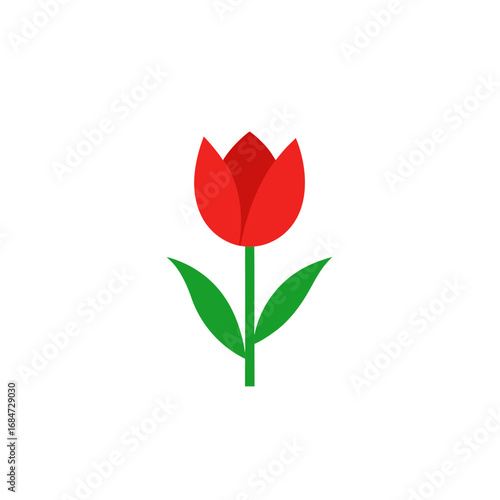 Tulip Flower Flat Vector Illustration, Spring Garden Plant, Floral Design Clipart