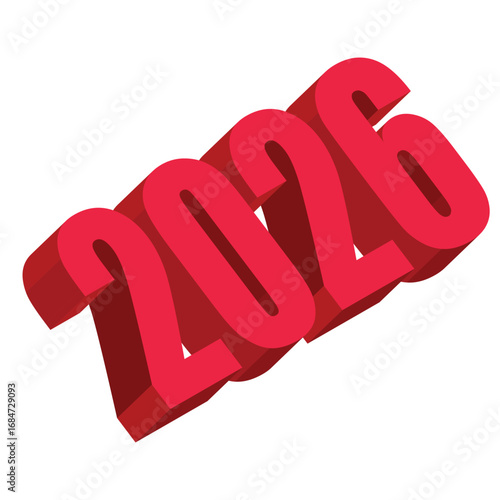 Poster with volumetric numbers 2026, suitable for banners, mugs, postcards, and printed products. Vector illustration