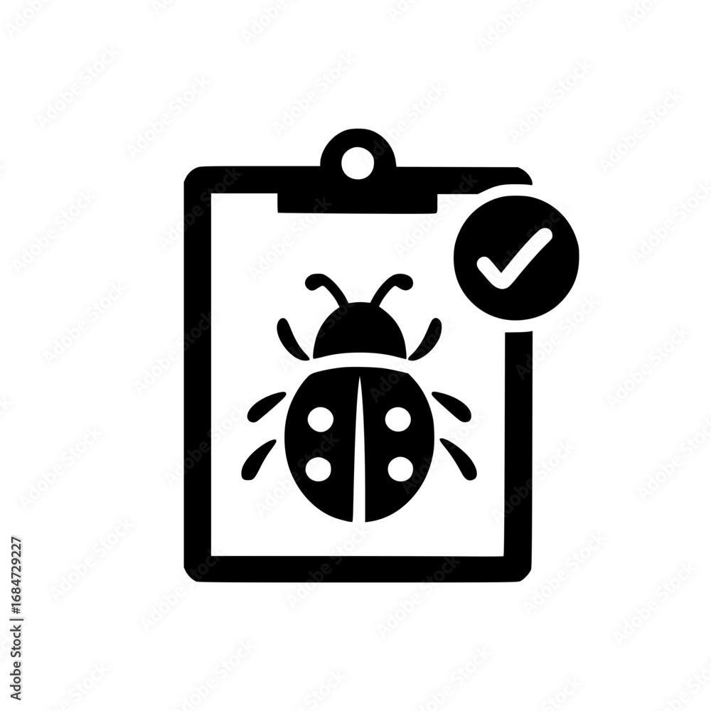 Fototapeta premium Ladybug icon on clipboard vector illustration for workplace organization and digital stationery