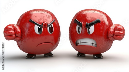 Wallpaper Mural Two Angry Red Pixelated Cartoon Characters with Clenched Fists Torontodigital.ca