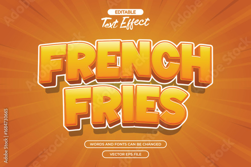 French fries editable text effect with cartoon text style