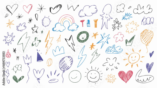 Seamless Pattern with Hand Drawn Abstract Doodles