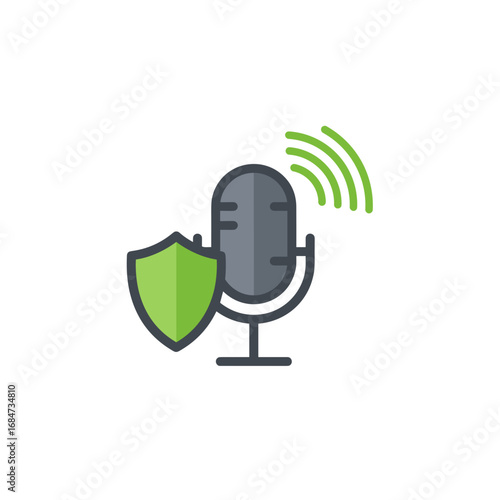 Noise reduction vector icon, microphone with noise wave and mute mark, transparent background. Podcast cleanup, audio clarity, sound editing, content post-processing, studio prep tools