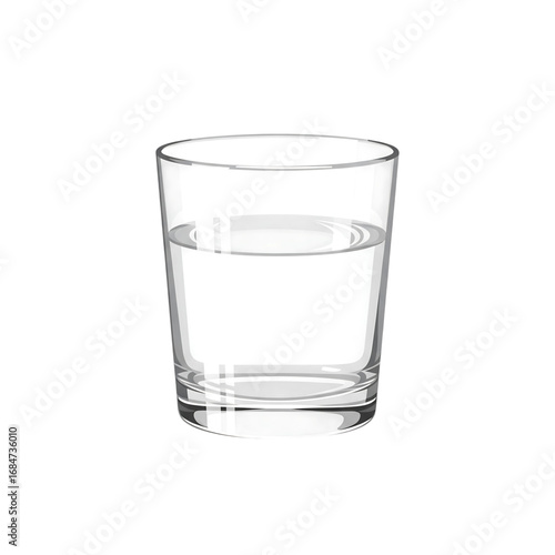 A clear drinking glass filled with water. This is a vector illustration perfect for themes of healthy living, hydration, and drinks