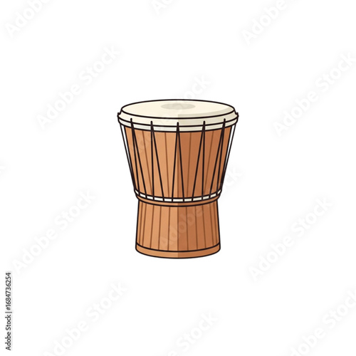 A traditional African djembe drum. This vector illustration is perfect for themes of music, culture, rhythm, and celebration.