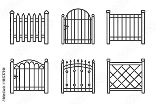 Various fence and gate designs: styles, patterns, architecture, security, metal