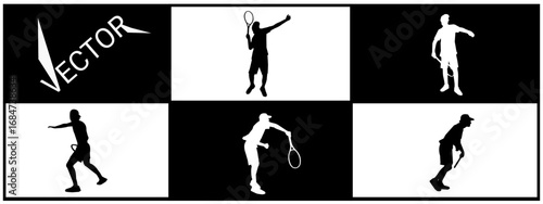 Vector silhouette illustration of a tennis player. Suitable for sports and other themes.