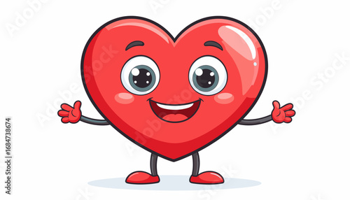 Happy cartoon heart with open arms