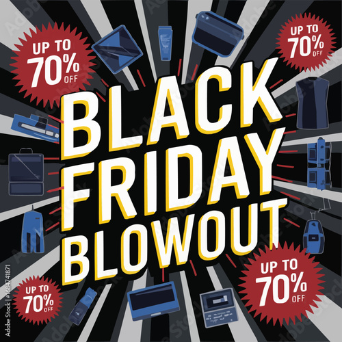 Dynamic Black Friday Sale Banner with Red and Black Color Scheme