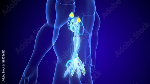 Human kidney adrenal gland. 3d illustrations