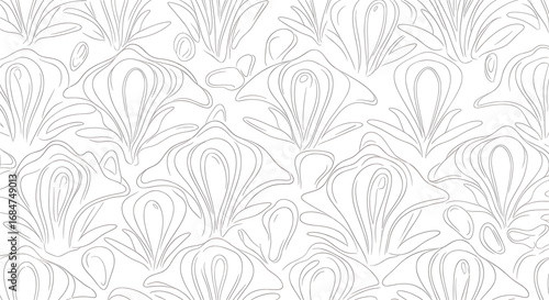 Seamless floral line art pattern, elegant and minimalist design.