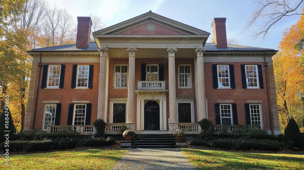Fototapeta premium Magnificent Georgian Mansion in Autumn