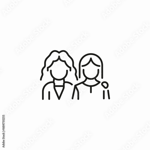 two women friends icon sign vector
