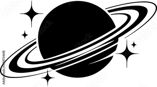 saturn with sparkle silhouette vector illustration