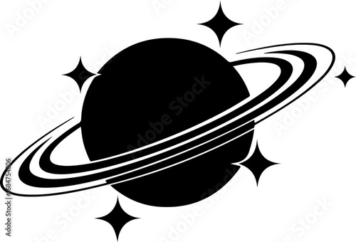 saturn with sparkle silhouette vector illustration