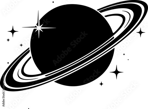 saturn with sparkle silhouette vector illustration