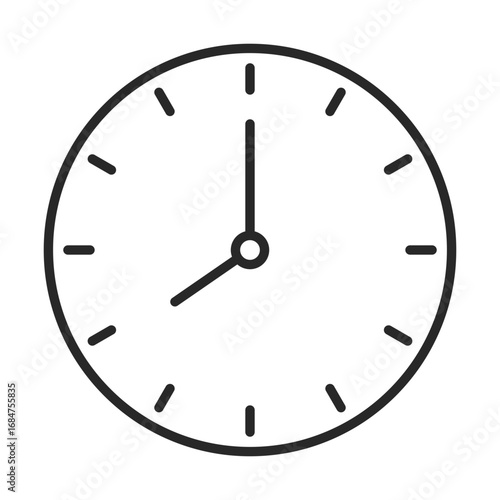 Clock line icon showing time element for schedule and alarm clip art.