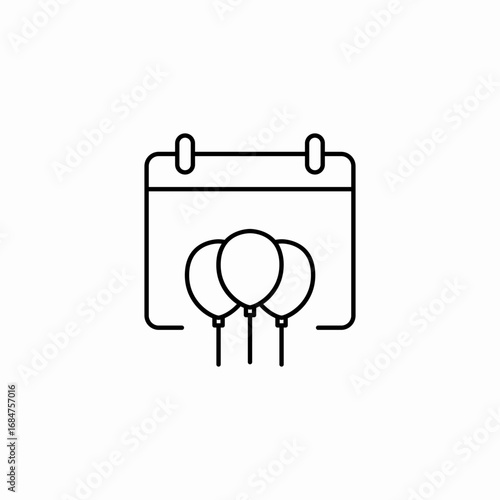 calendar with balloons icon sign vector
