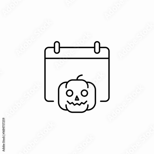 calendar with pumpkin icon sign vector