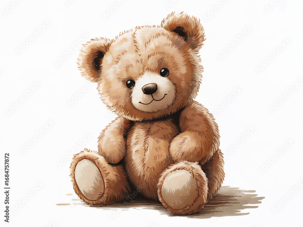 Obraz premium テディベア クマのぬいぐるみ 水彩イラスト Generative AI