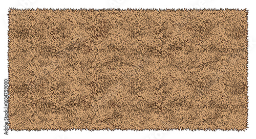 A close-up view of a fluffy, light brown rug.