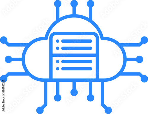 Cloud Computing Vector – Cloud Server and Data Connection Illustration