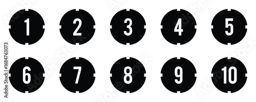 Set of numbers. Number 1 to 10. Set of round 1 to 10 numbers icon. Bullet point number icons collection 1 to 10. Numeral typographic flat icons set. Vector illustration. EPS 10