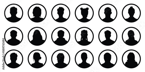 Men and women avatars set. Male and female silhouettes abstract people. characters for social media and networking, user profile, website and app design and development, user profile icons. 