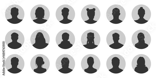 Men and women avatars set. Male and female silhouettes abstract people. characters for social media and networking, user profile, website and app design and development, user profile icons. 