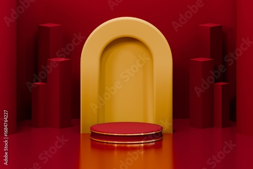 3D Rendering(not AI). Podium pedestal or platform in blank space background minimal, 3d product mockup, Product presentation, 3d rendering geometric shape design.