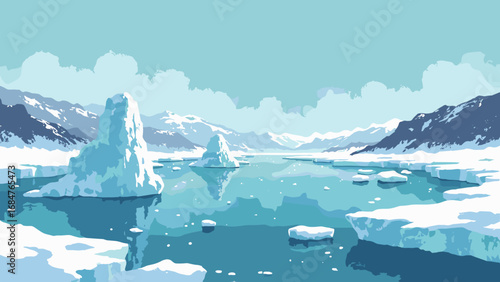 Lake Baikal ice chimneys, Russia – crystalline pressure ridges and cobalt ice fields, palette: cobalt, crystal white, slate, aqua