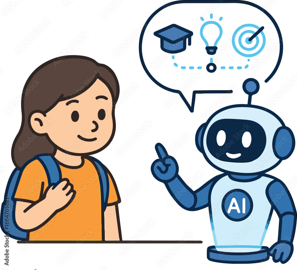 AI helping in personalized learning paths Illustration AI helping in personalized learning paths Illustration