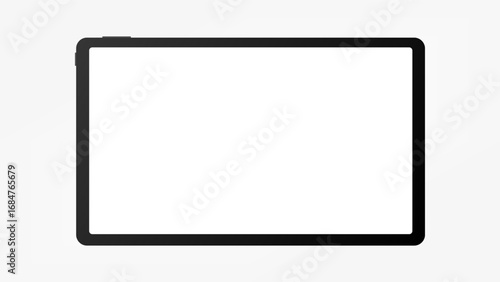 Modern black tablet computer with blank horizontal screen isolated on white background. vector