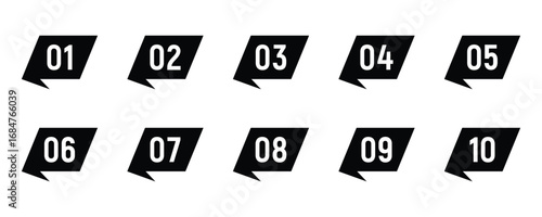 Button numbers. Number from 1 to 10 flat design isolated vector. Typography set of 1 to 10 numbers. Bullet point number icons collection. Number bullet points, infographics markers. Bullet Points icon