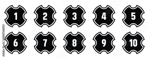 Button numbers. Number from 1 to 10 flat design isolated vector. Typography set of 1 to 10 numbers. Bullet point number icons collection. Number bullet points, infographics markers. Bullet Points icon