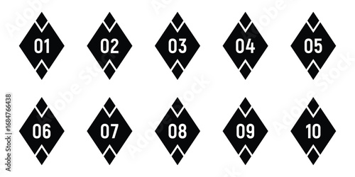 Button numbers. Number from 1 to 10 flat design isolated vector. Typography set of 1 to 10 numbers. Bullet point number icons collection. Number bullet points, infographics markers. Bullet Points icon